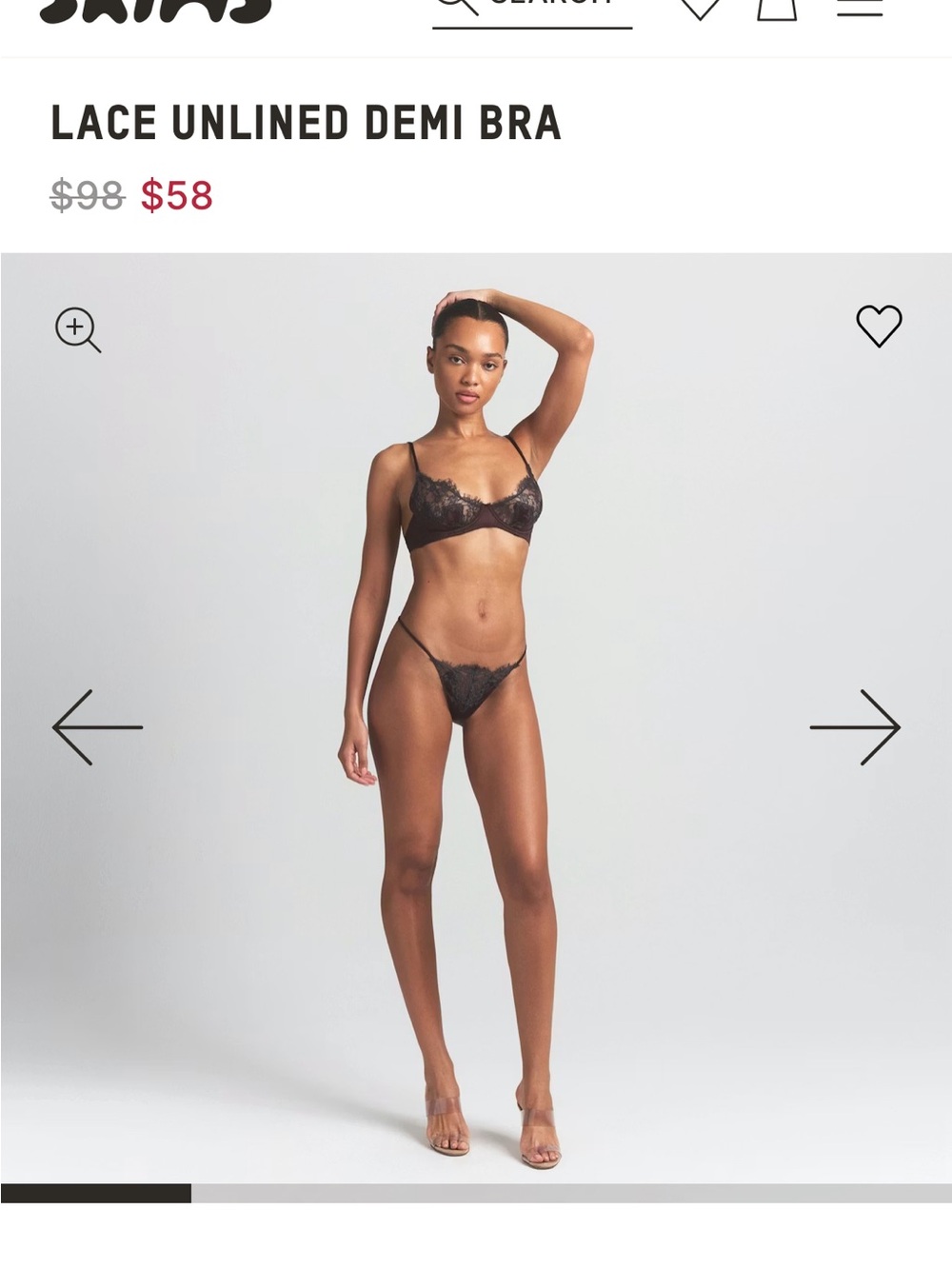 SKIMS Lace Unlined Demi Bra - Black